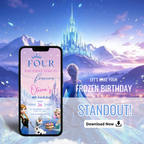 Frozen 4th birthday invitation printable digital party card