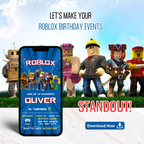 Fun gaming Roblox birthday party invitation