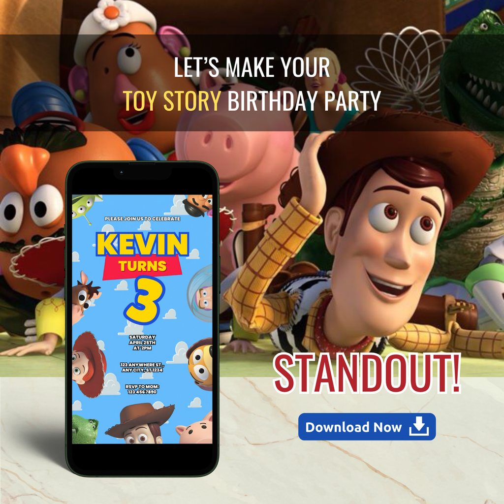 Toy Story digital invitation mobile preview