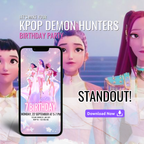 KPOP Demon Hunters Birthday Invitation Template