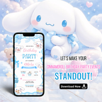 Editable Cinnamoroll party invite Canva template