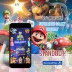 Super Mario Galaxy invitation card for boys birthday party