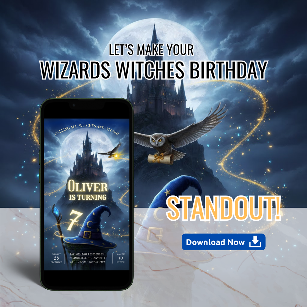 Wizards Witches Birthday Invitation - Earthyprints