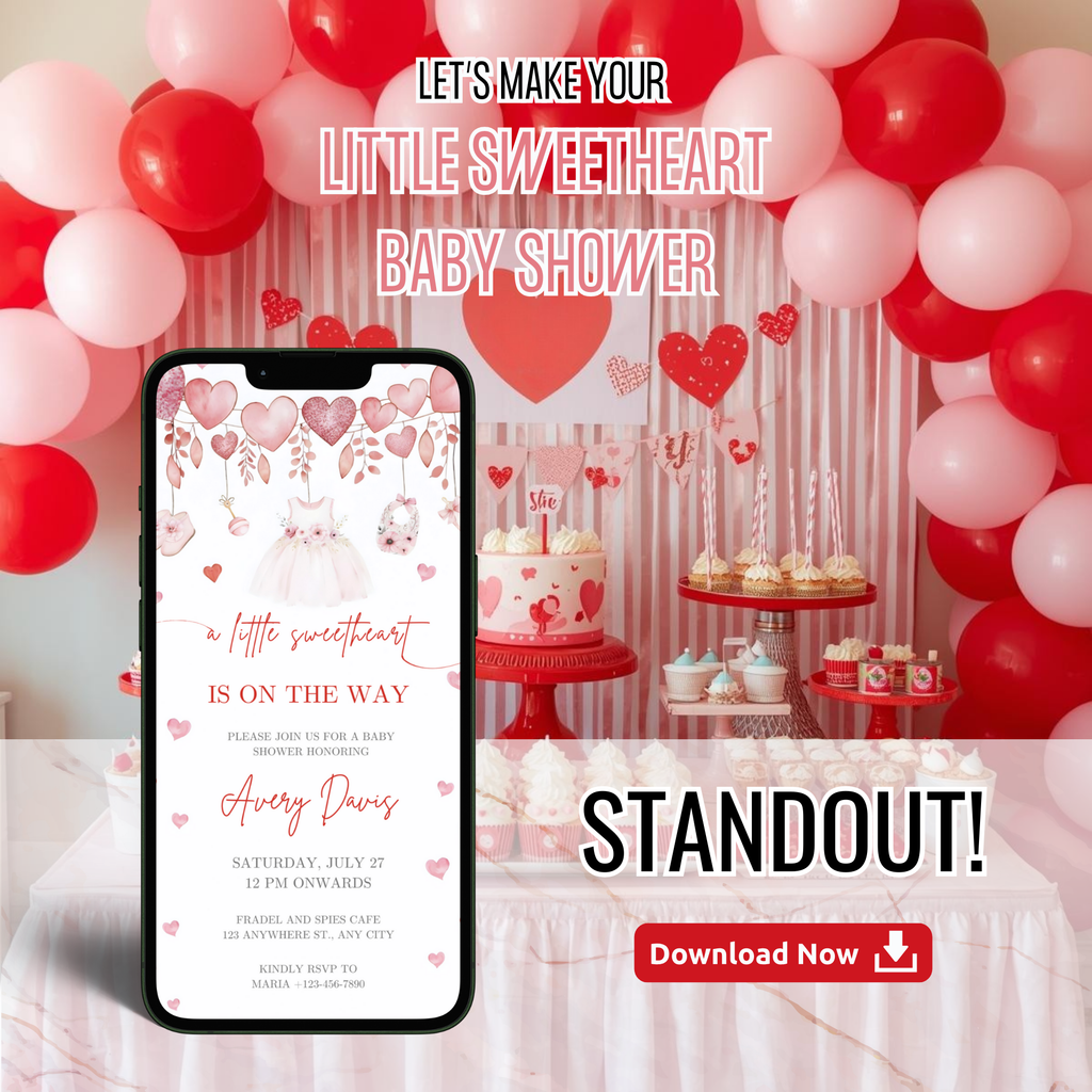 Little Sweetheart Baby Shower Invitation | Sweet Valentine Theme