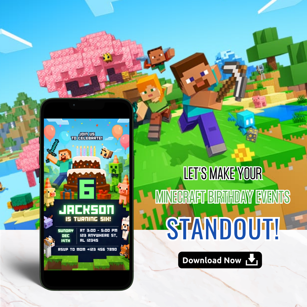 Minecraft gaming party invite printable template