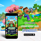Minecraft gaming party invite printable template