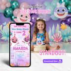 Baby Shark party invite template with fun ocean design