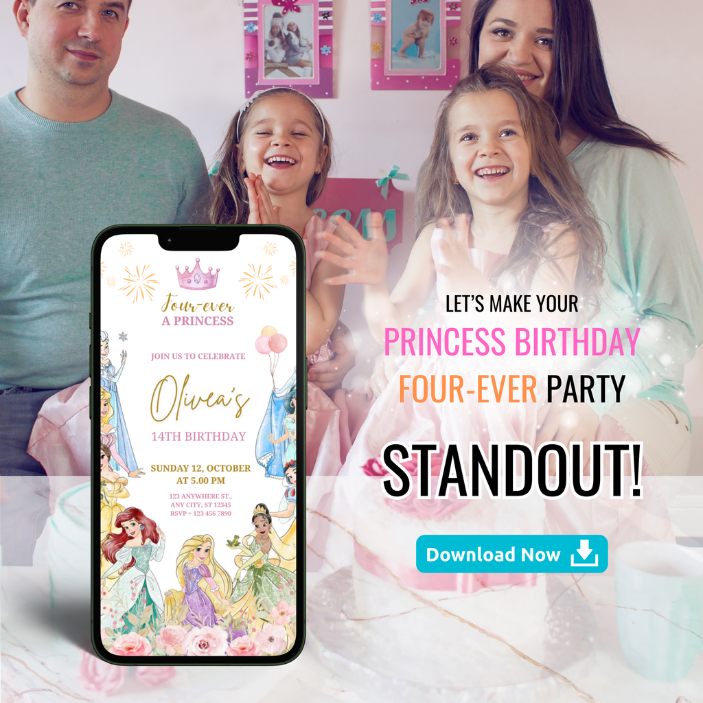 Princess Birthday Four-Ever Invitation Template