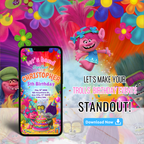 Trolls birthday invitation digital download template