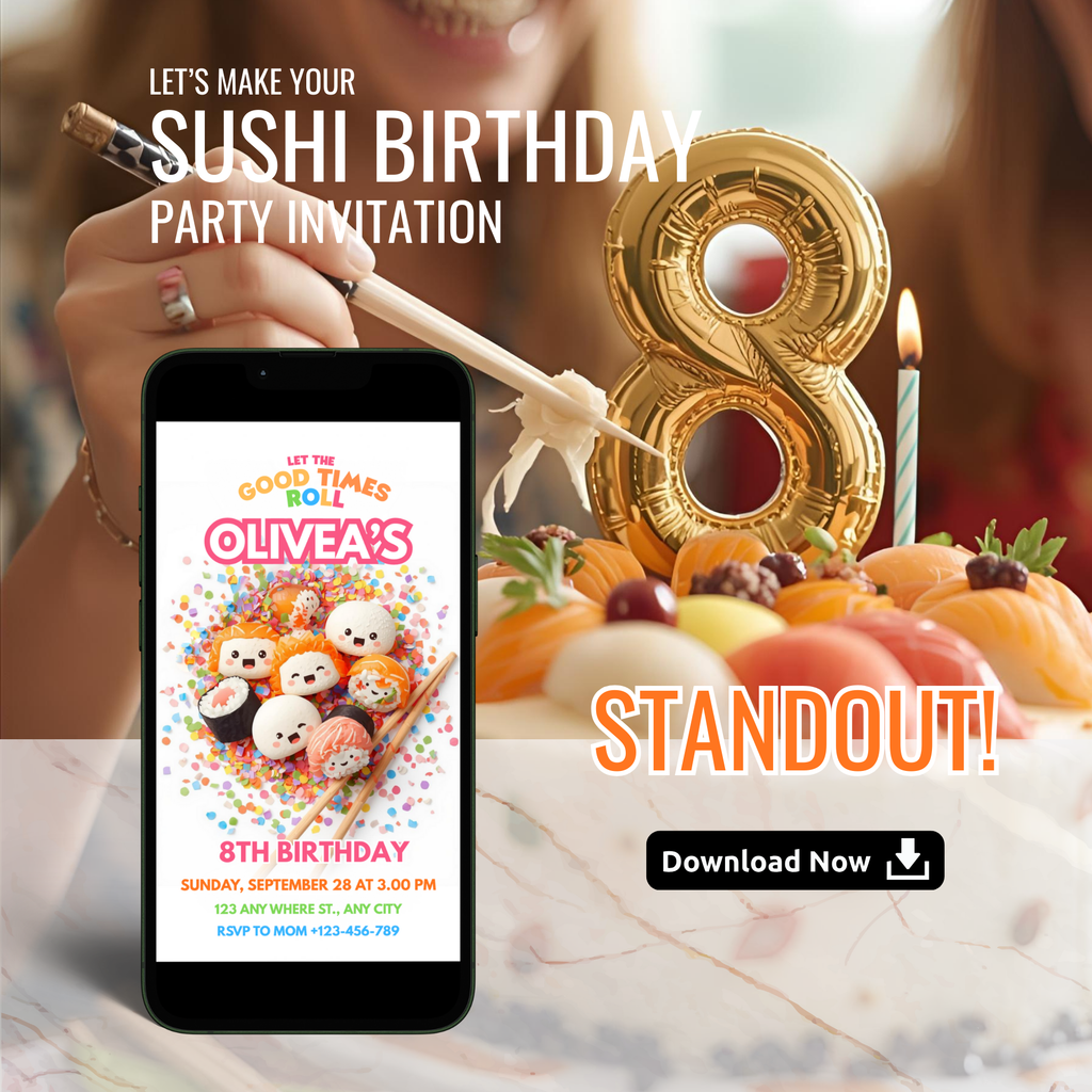 Sushi Birthday Party Invitation Template