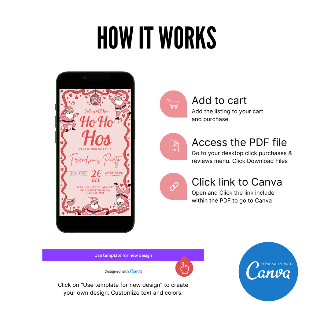 Ho Ho Hos Funny Christmas Party Invitation - Earthyprints