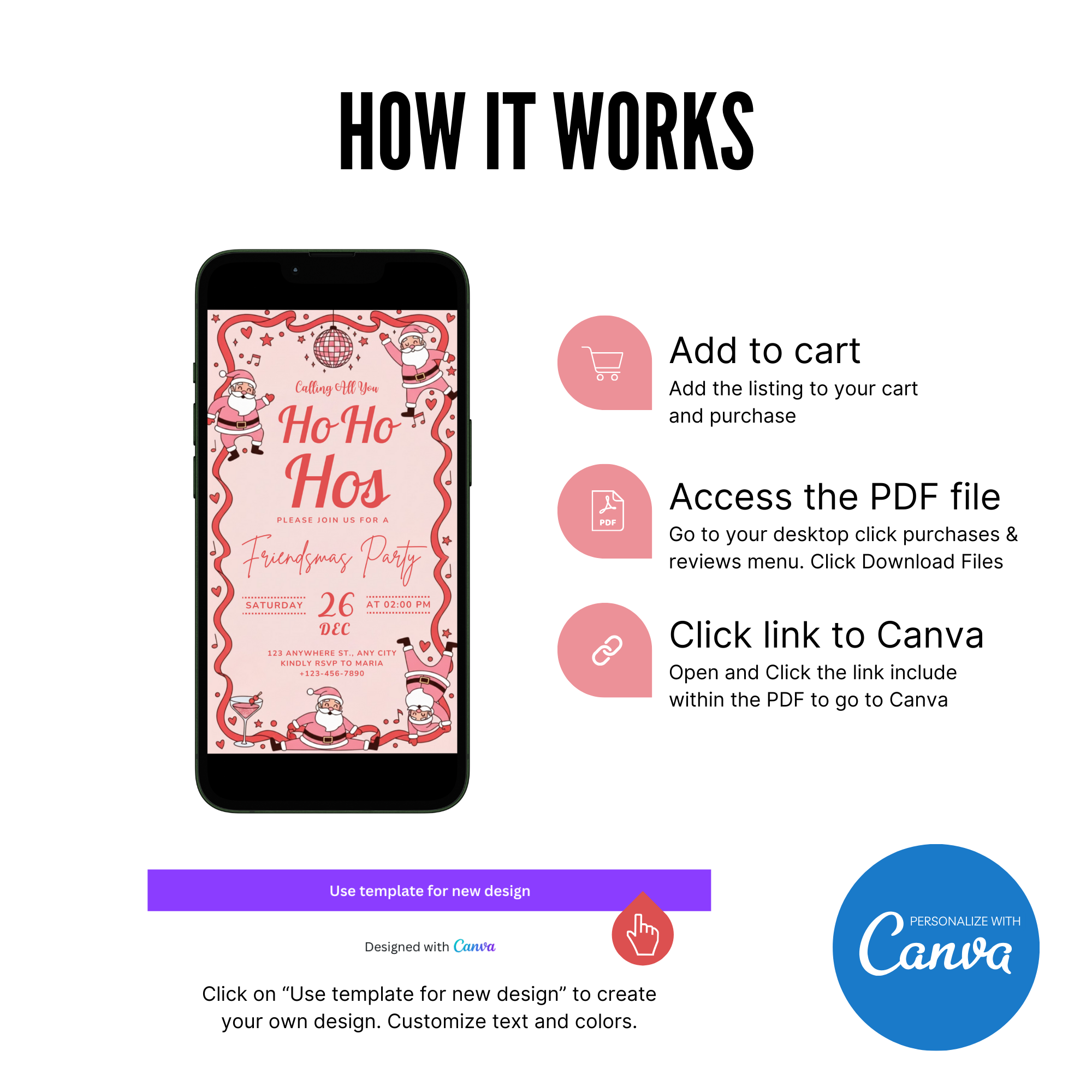 Ho Ho Hos Funny Christmas Party Invitation - Earthyprints