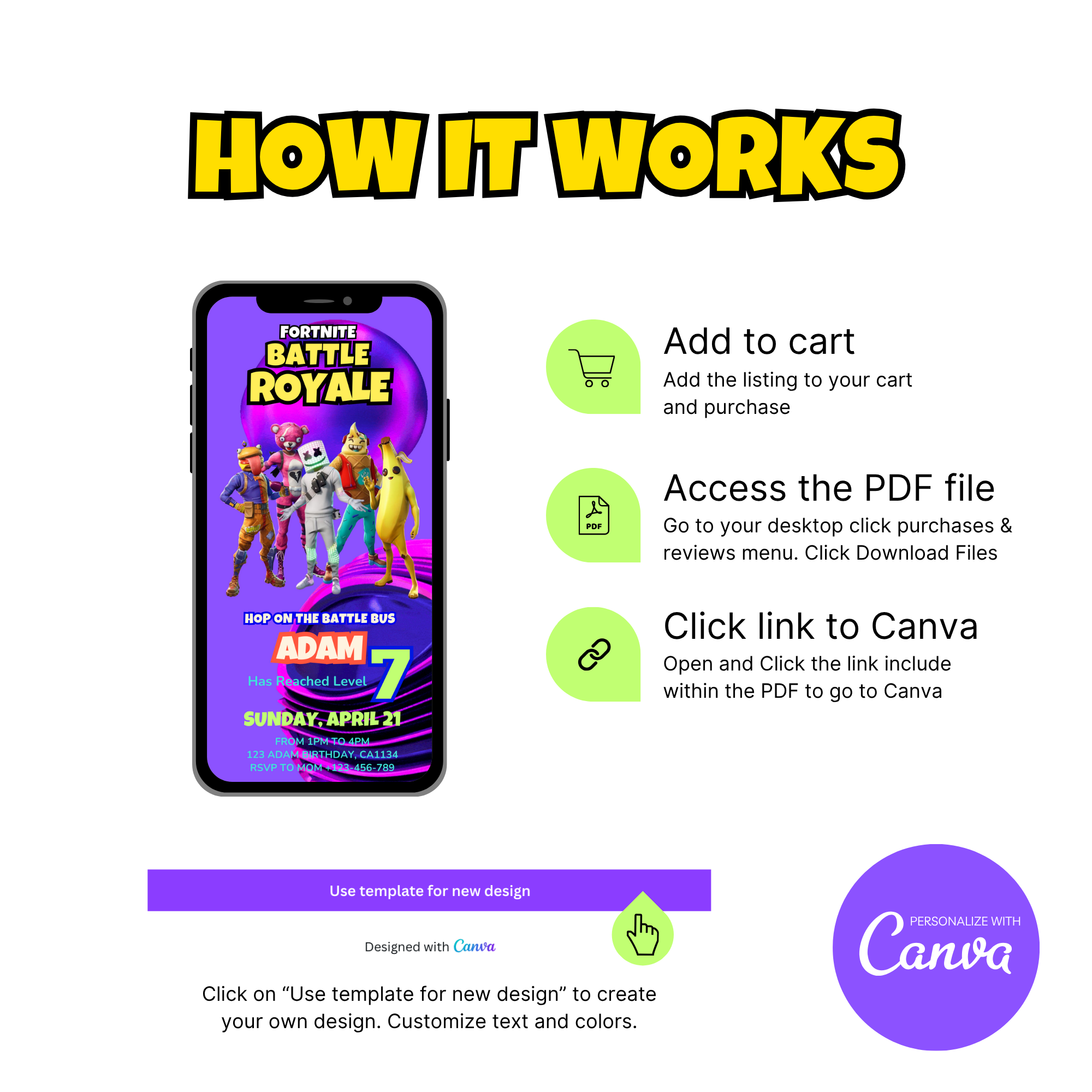 Fort Game Birthday Invitation Template