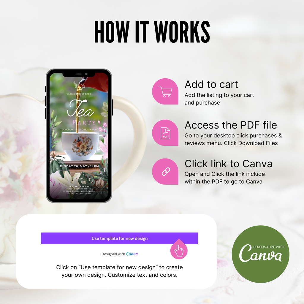 Digital Tea Party Invitation Template