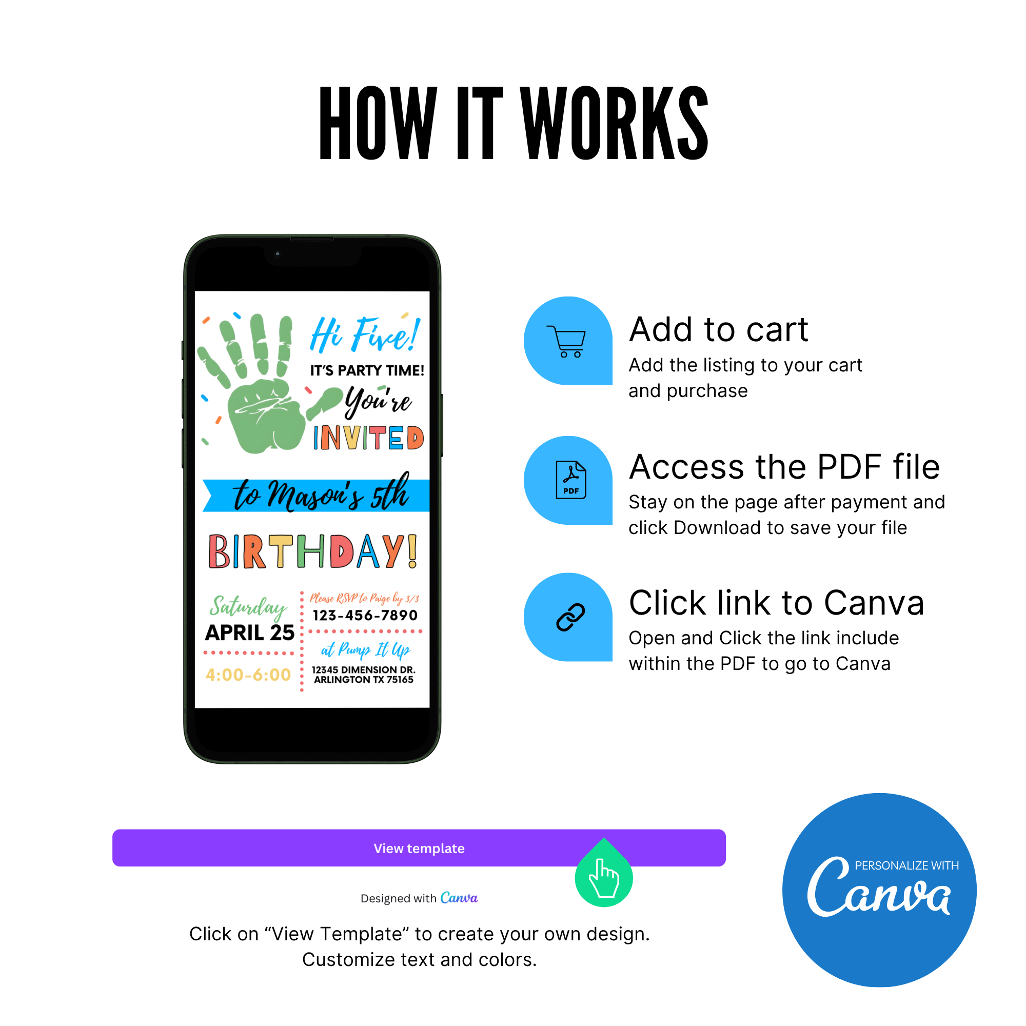 Fun playful birthday invitation template editable