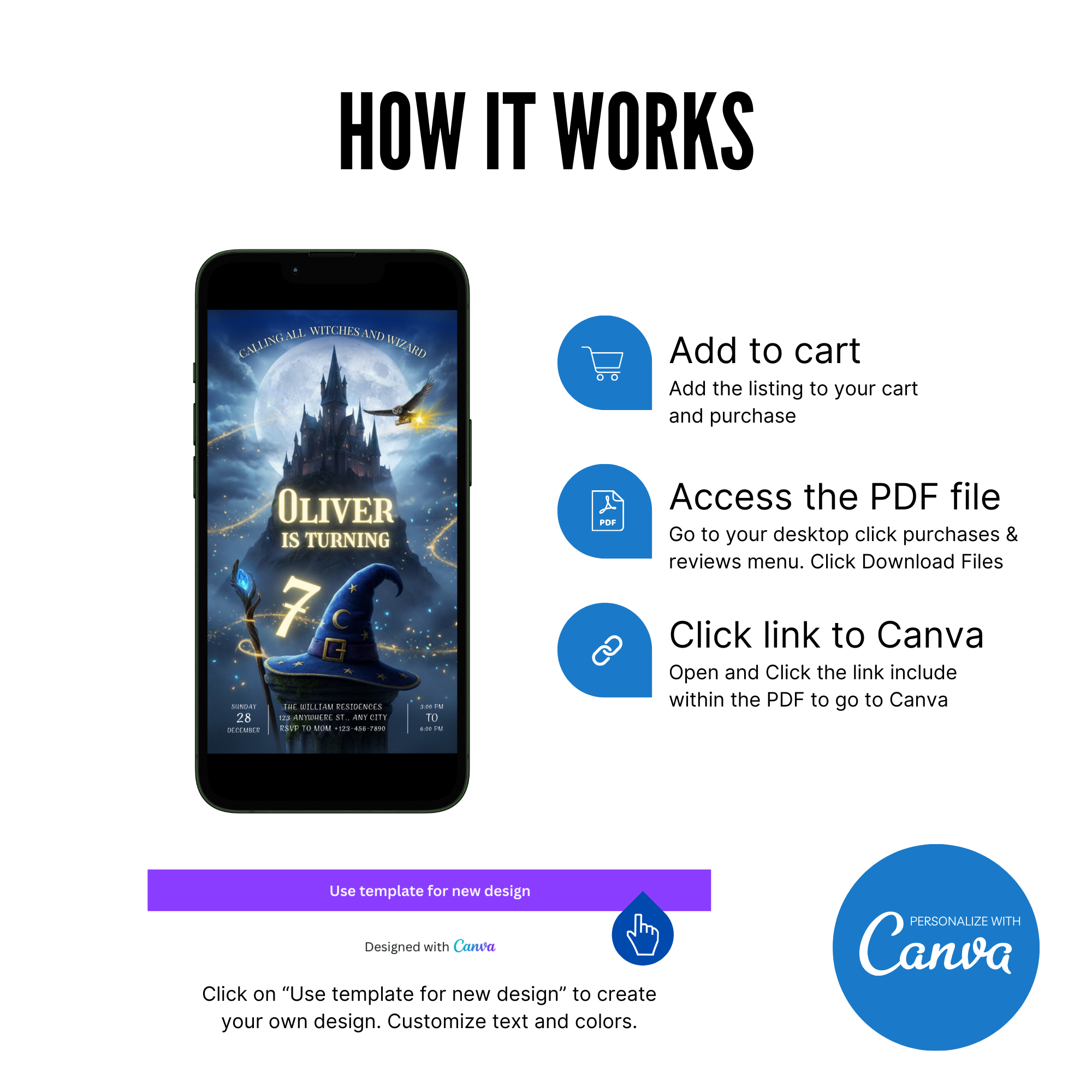 Wizards Witches Birthday Invitation - Earthyprints