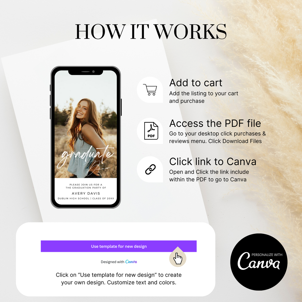 Class of 2026 Graduation Dinner Invitation Template - Earthyprints