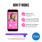 Barbie invitation template in pink glam style with editable text layout for a Barbie themed birthday party