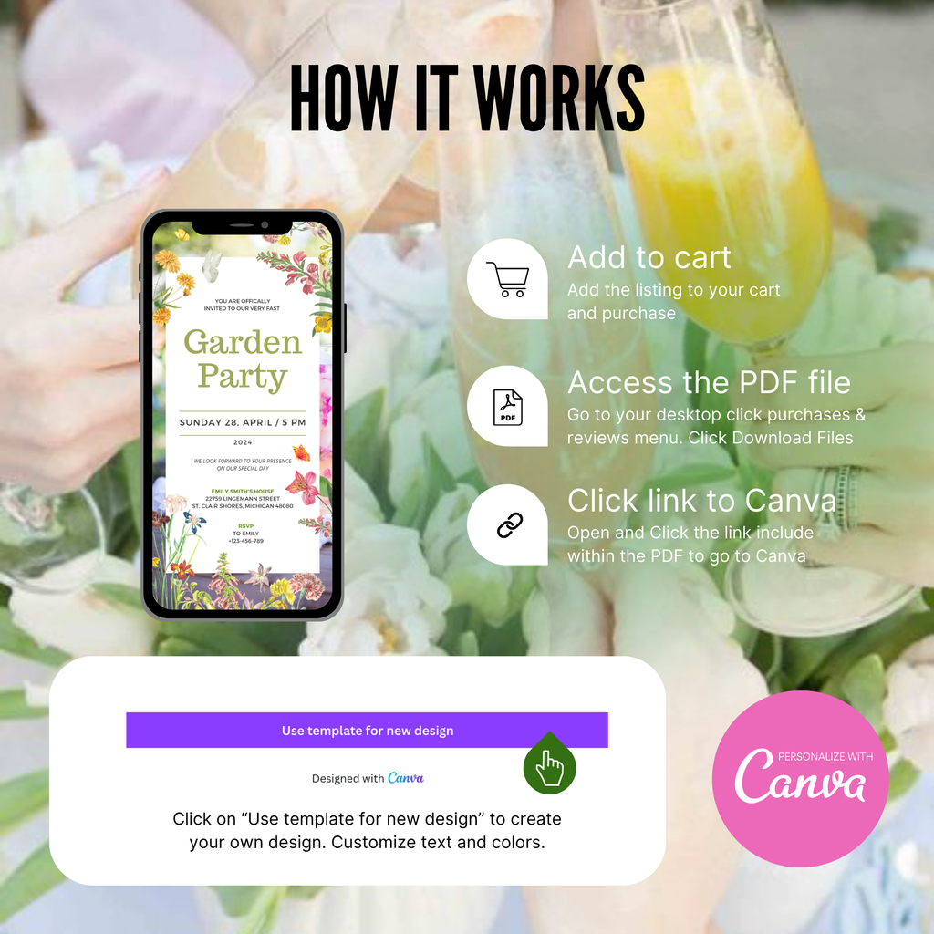 Digital Wildflower Garden Party Invitation Template