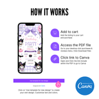 Kuromi Canva birthday invitation template