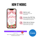 sweet one strawberry birthday invitation