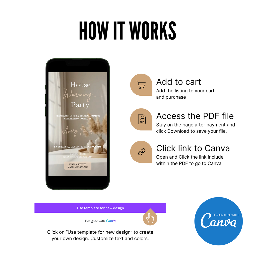 Stylish housewarming party invitation suitable for digital or printable use