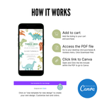 Three Rex Birthday Invitation with cute T-Rex illustration for a 3rd birthday party