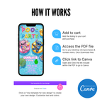 Digital Stitch pool party birthday invitation template