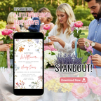 A Little Wildflower Baby Shower Invitation with soft watercolor flowers and greenery