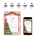 Editable Red Bow Holiday Gathering Invitation Template