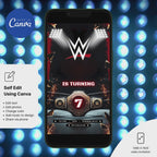 WWE birthday party invitation printable design