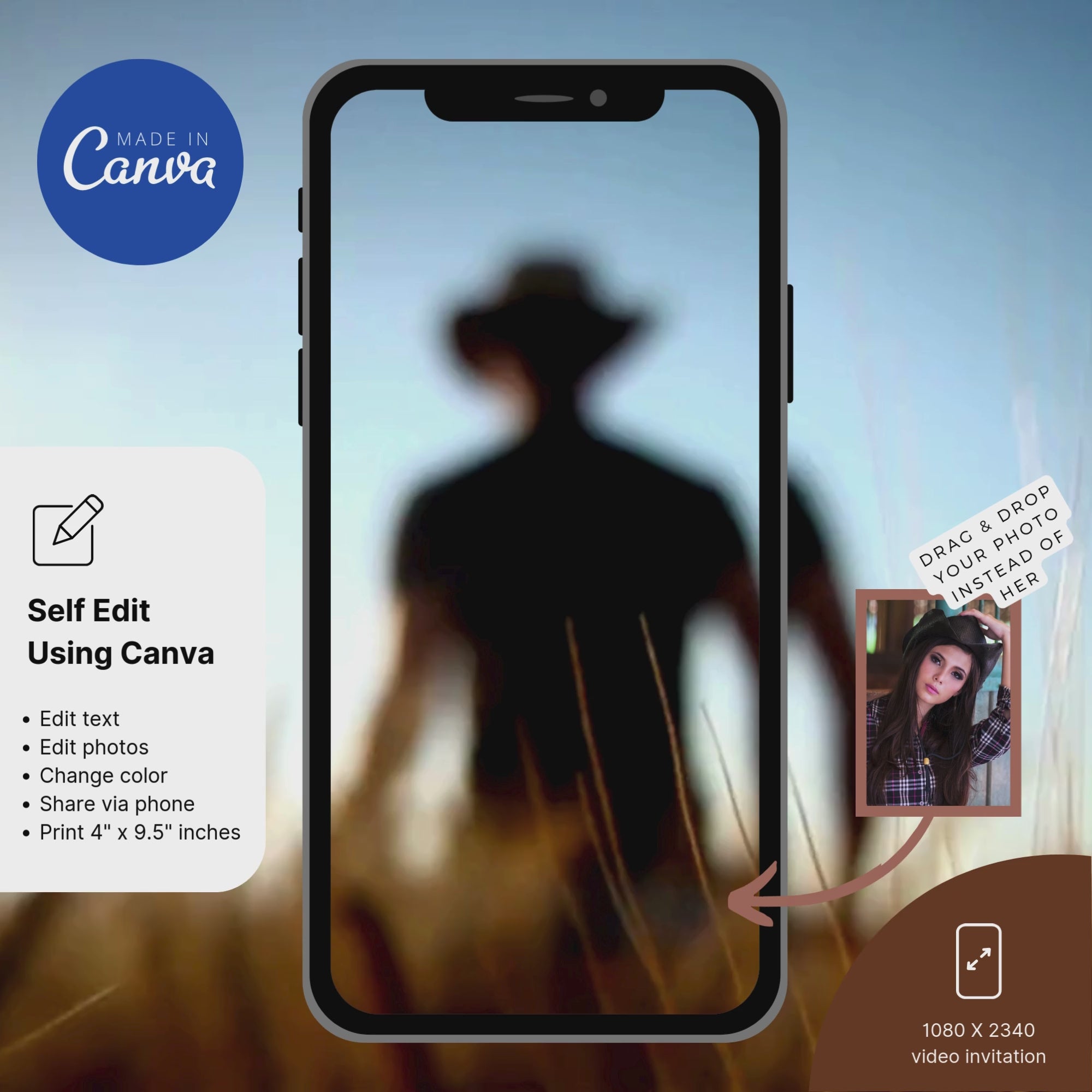 Digital Cowboy First Rodeo Invitation Template