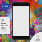 Trolls editable Canva invitation template kids