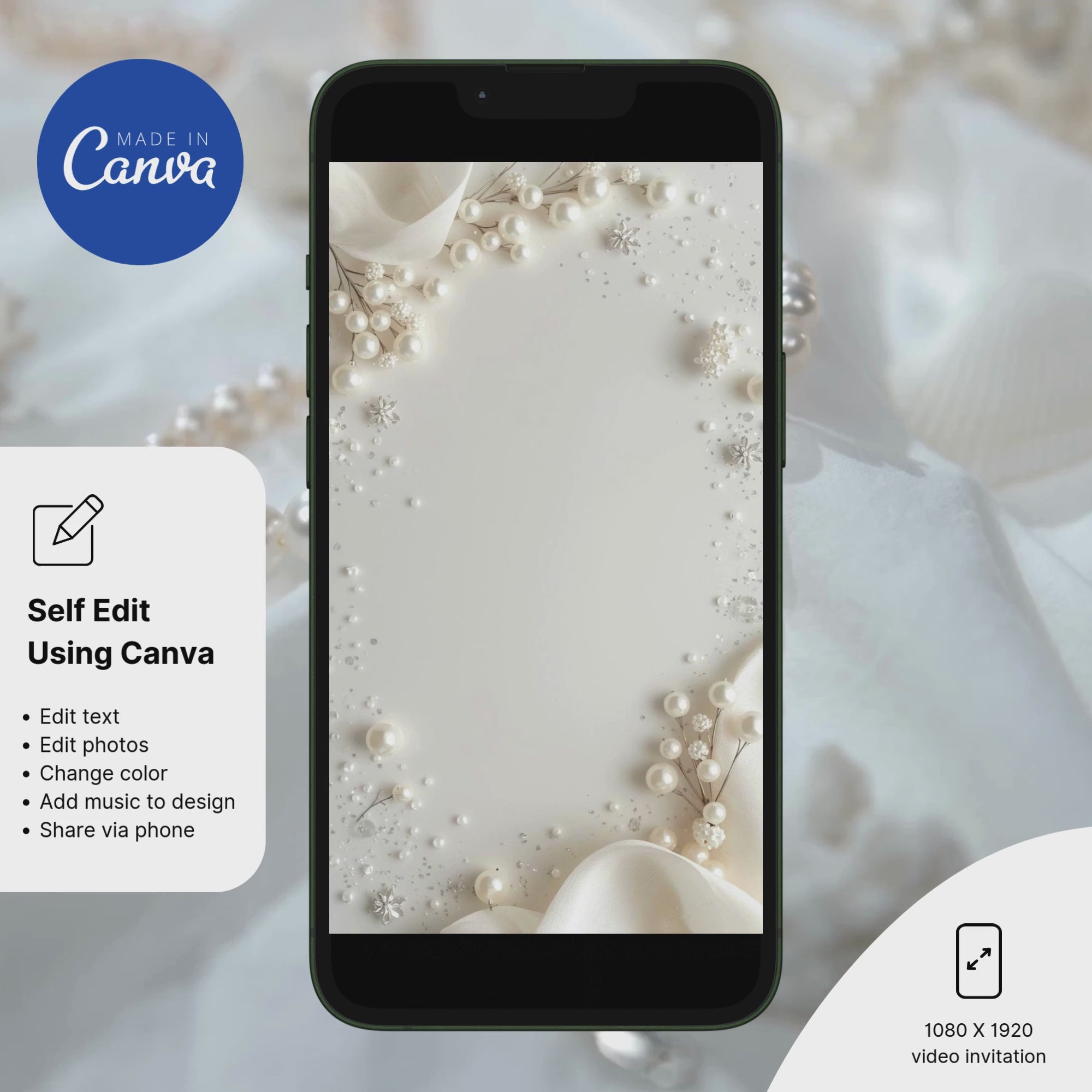 Luxury Pearl Dreams Bridal Shower Invitation design