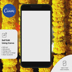 Traditional Haldi Kumkum Invitation with marigold and diya design