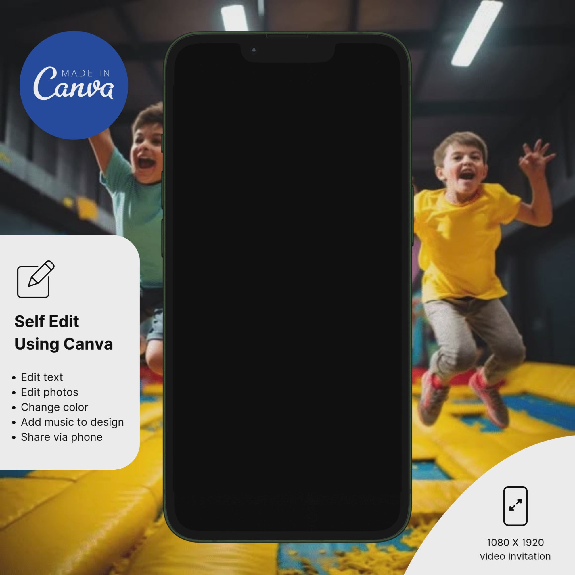 kids bounce party invitation fun colorful design