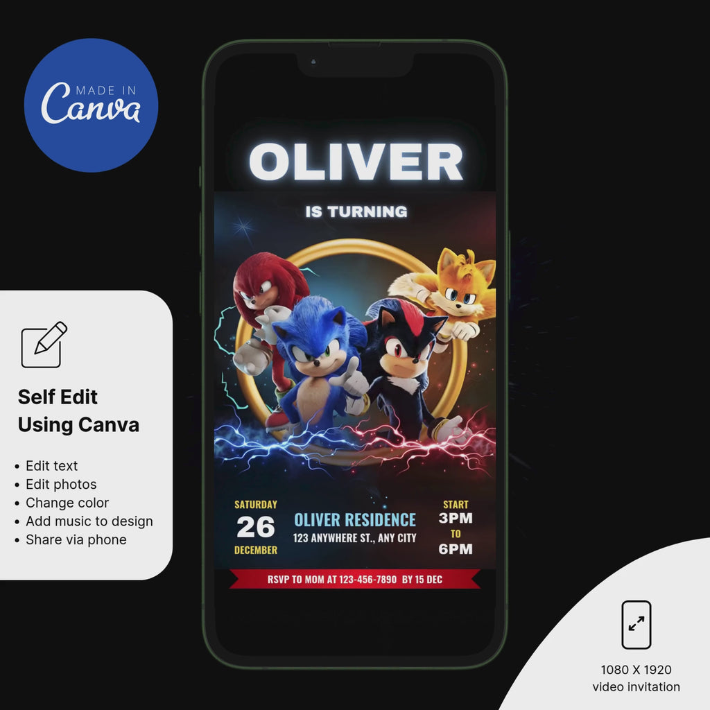 Sonic Invitation Template - Earthyprints