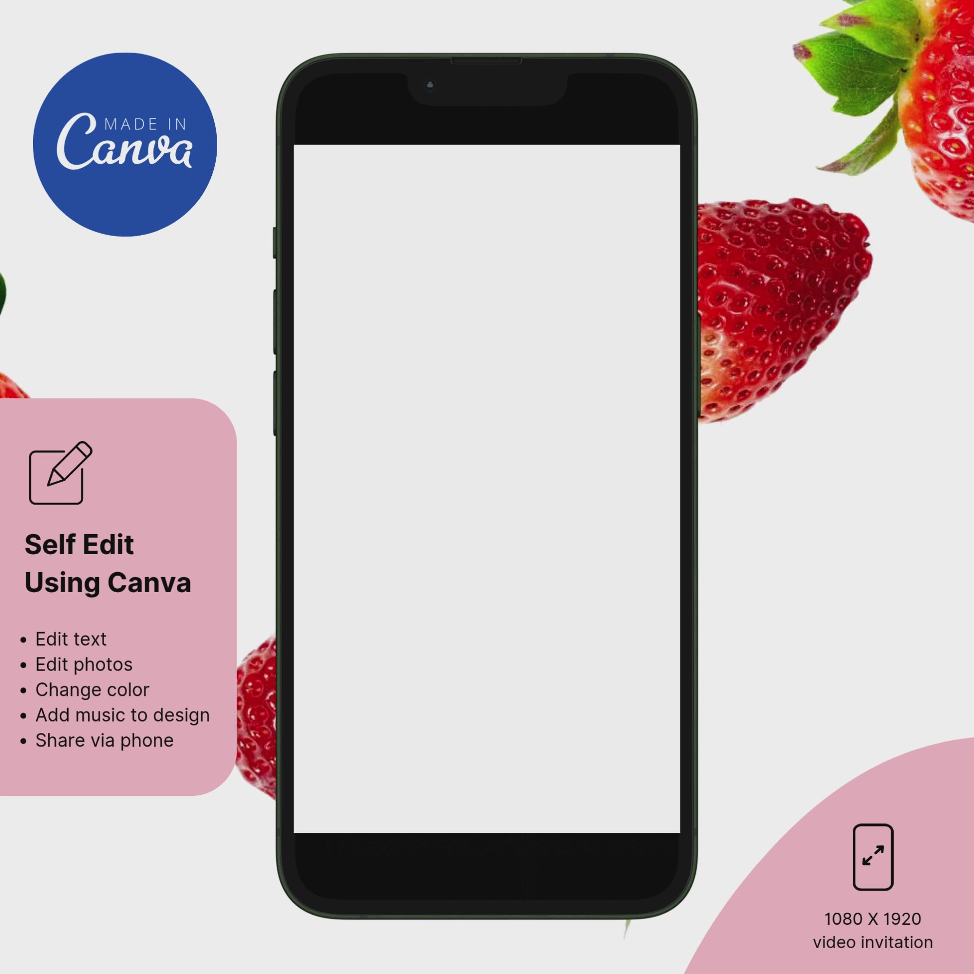 berry sweet one birthday invitation template