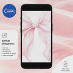 Blush Pink Bow Baby Shower Invitation Template | Editable Canva Design